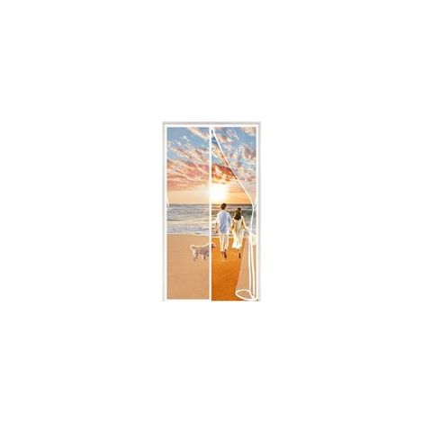 Moustiquaire Magnétique pour Portes,Moustiquaire Porte Magnétique-Rideau Anti-moustique Antimoustique sans Perçage Installation Facile Sans Outils Salon de Terrasse 140 x 220 cm - Blanc