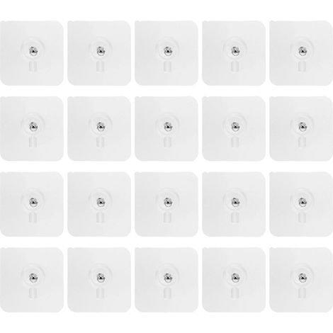 Lot de 20 autocollants adhésifs pour vis murales, sans perçage-6x6cm-transparent