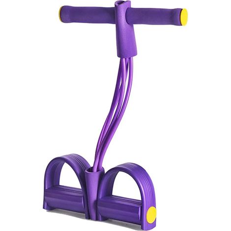 Cuerda de estiramiento de 4 tubos con pedal para entrenamiento abdominal, equipo de fitness para entrenamiento abdominal, de piernas y brazos, morado (1/5)