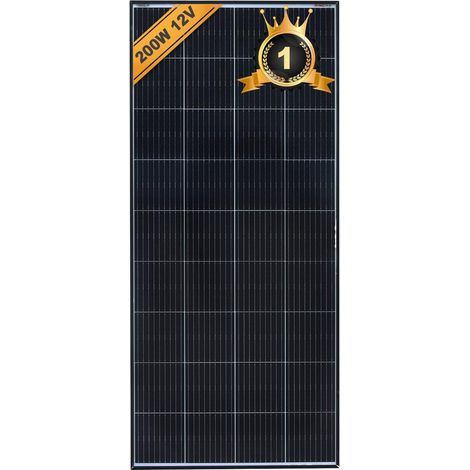 Panneau Solaire Monocristallin 200W 12V, PERC 9BB – Idéal pour camping-car, installation balcon, abri de jardin, bateau (Cadre Noir) (1/5)