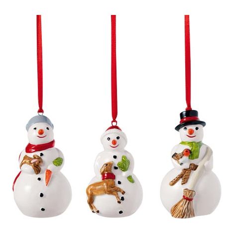 Juego de 3 adornos navideños de muñecos de nieve, adornos nostálgicos de Villeroy & Boch. (1/5)