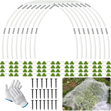 Arceau pour Serre Tunnel,90 Pièces Cerceau pour Serre de Jardin,Kit de Maison de Cerceau de Jardin,avec Gants,Garden Arceaux pour Serre Tunnel,pour la Protection du Givre Hivernal