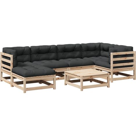 Maison Exclusive - Set de sofás jardín 7 pzas con cojines madera (1/5)