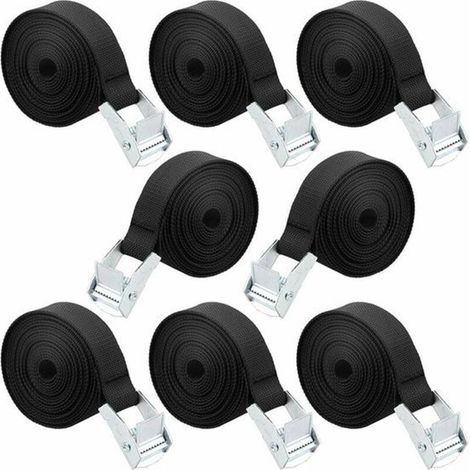 Correas de sujeción, 8 correas de trinquete con hebilla de bloqueo para motocicleta, coche, portabicicletas, equipaje 2,5 cm x 1 m (1/5)