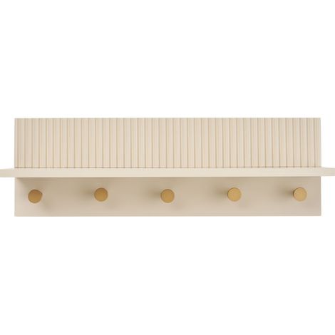 Mensola da parete con ganci Rocca in MDF beige 50x12x16 cm
