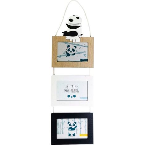 Cadres Photos pour 3 photos 9x14 cm Panda en bois - Panda de Face - SILUMEN (1/2)