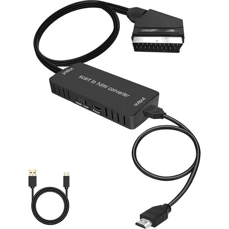 Convertisseur péritel vers HDMI, adaptateur HD 720p/1080p, convertisseur audio vidéo pour téléviseurs, projecteurs, décodeurs et lecteurs DVD Blu-ray (1/5)