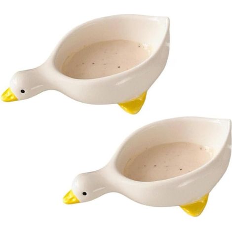 Lot de 2 adorables soucoupes en céramique en forme de canard - Adorables bols à assaisonnement, coupelles pour sauce soja et vinaigre, petits plats à condiments pour la cuisine, les repas à la maison (1/5)