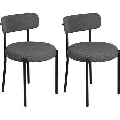 Haloyo® Set di 2 sedie da pranzo con gambe in metallo, ideali per cucina e sala da pranzo, 50x50x75 cm, grigio scuro (1/5)