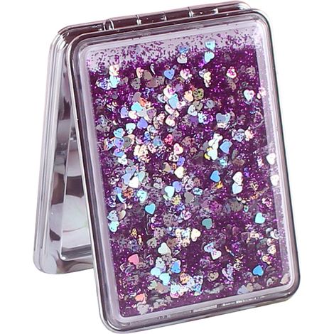 Miroir De Maquillage Portable - Double Face Repliable - Motif Sable Animé - ABS Et Verre - Pour Voyage Et Utilisation Quotidienne - 1 Pièce (1/5)