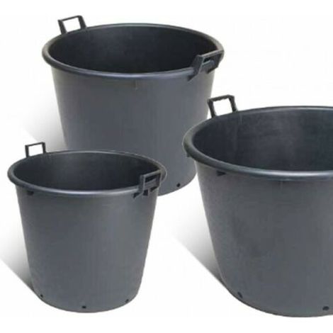 Mastello in plastica nero con manici e fori mastellone tino tinozza giardino con diversi diametri - Select 1: ø50 cm - 50 litri (1/3)