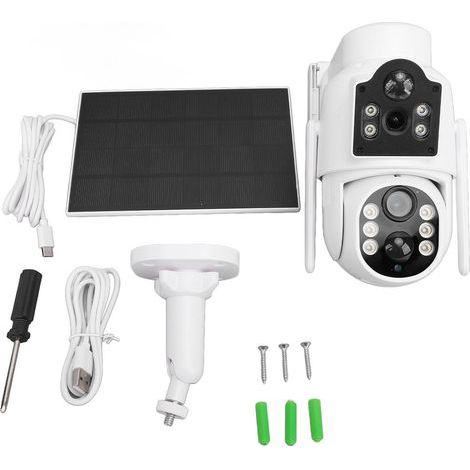 Caméras de sécurité solaires d'extérieur, double objectif 2 MP, kit de surveillance Wi-Fi haute définition à distance, avec panneau (1/5)