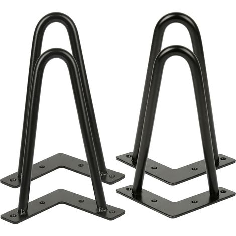 Sifree – Lot de 4 pieds épingle 20 cm – Acier noir mat – Capacité de charge 150 kg – Fixation facile pour tables design industriel (1/5)
