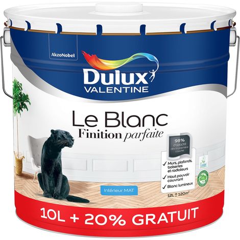 Peinture Le Blanc Finition Parfaite Dulux Valentine Mat Blanc 10 L + 20%