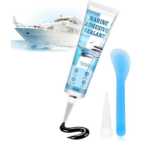 Mastic Multi Usage Spécial Marine, Mastic Colle, Étanche,Noir Mastic Marine, Adhésion forte, Résistance à la Température, Convient pour les Ponts les Hublots, les Trous de Boulons, 100 ml (1/5)