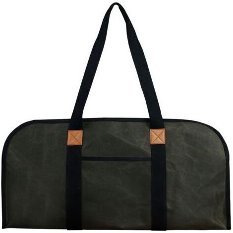 Sacs de stockage de bches Vert foncé, sacs de bches en toile, organisateur portable en bois, transport de bois de chauffage à l'extérieur (1/5)