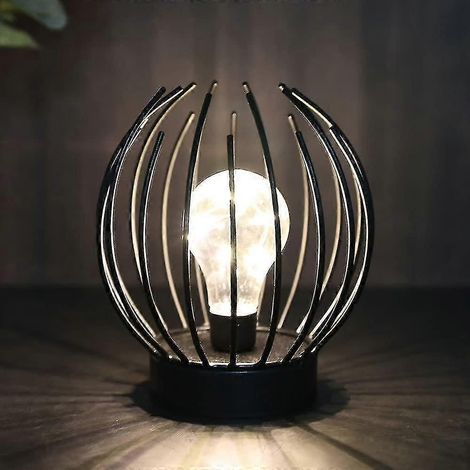 Lampe de table en métal sans fil à piles avec ampoule LED style Edison, compatible avec Wi-Fi (1/5)