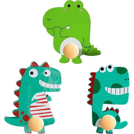 Perchero infantil de 3 piezas con diseño adhesivo, motivos de animales y madera, carga máxima 5 kg, para baño o dormitorio.