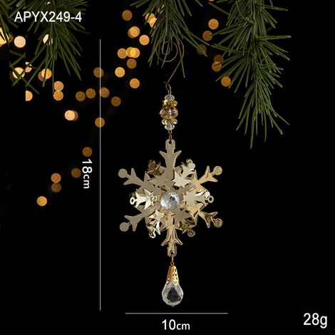 Suspension cloche de Noël en métal doré ajouré avec pendentif cristal, décoration sapin (1/2)