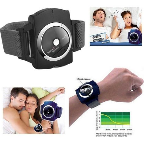 Neues elektronisches Anti-Schnarch-Gerät fürs Handgelenk, Infrarot-Anti-Schnarch-Gerät zur Verhinderung von Schnarchen im Schlaf – Blaues Anti-Schnarch-Gerät (englische Version) (1/3)