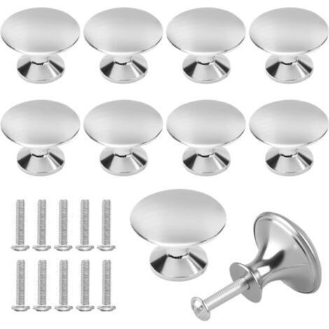 10 Pièces Bouton de Meuble,Boutons de Portes pour Placards,30mm Rond Boutons de Tiroir, Boutons de Meuble Ronds,Acier Inoxydable avec Vis pour Bureau Table de Chevet Bibliothèque Meubles (Argent) (1/5)