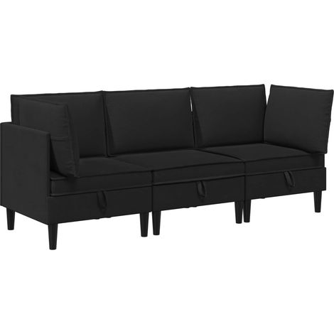 Set di mobili per il soggiorno 3 pcs Nero Tessuto vidaXL (1/5)