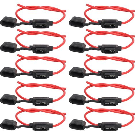 Porte-fusible étanche 10 unités, installation facile, fusible 15A, câble 16AWG, résistant aux intempéries (1/5)