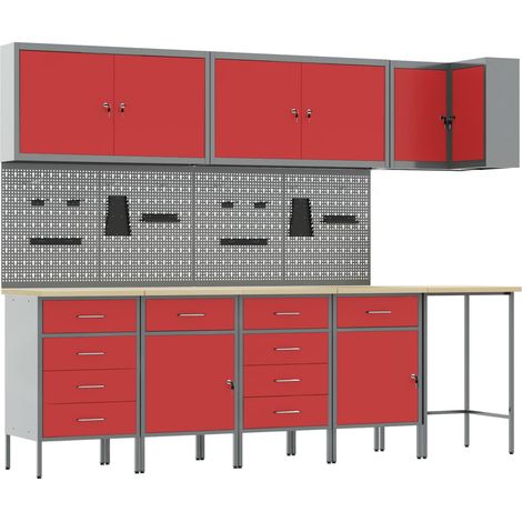 Set de Cabinet d'Outils et Pegboard avec étagère 6 pcs Noir CFW31162 (1/5)