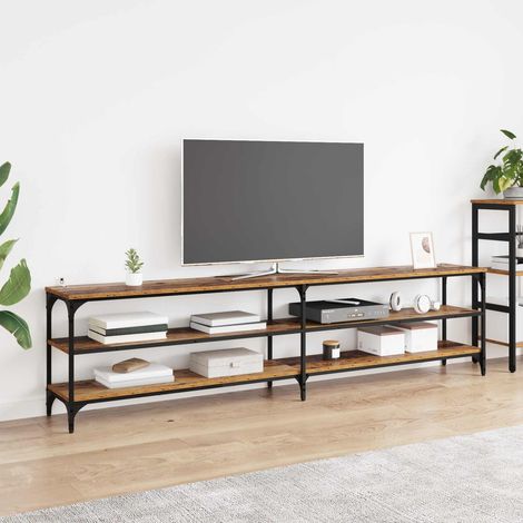 vidaXL Meuble TV Bois Ancien 200 x 30 x 50 cm Bois d'ingénierie et fer