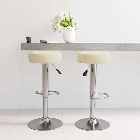 vidaXL Tabourets de bar lot de 2 crème tissu (1/5)