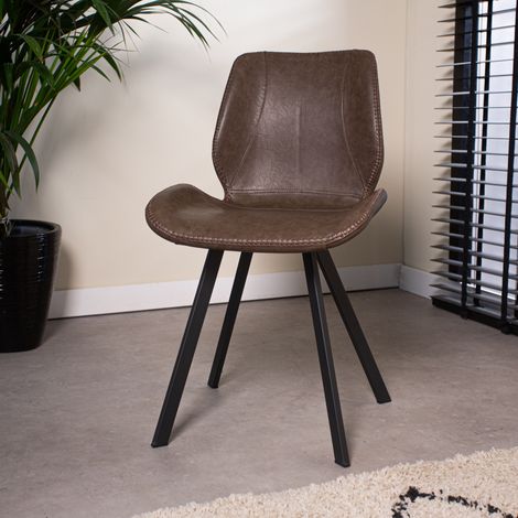Chaise de salle à manger industrielle Taupe Barry en simili cuir (1/5)