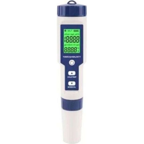 Testeur Salinite - 5-en-1 TDS pH EC Température - Étanchéité IP67 - Pour Eau de Mer et Aliments - Précision Haute - 183 x 37 x 37 mm (1/4)