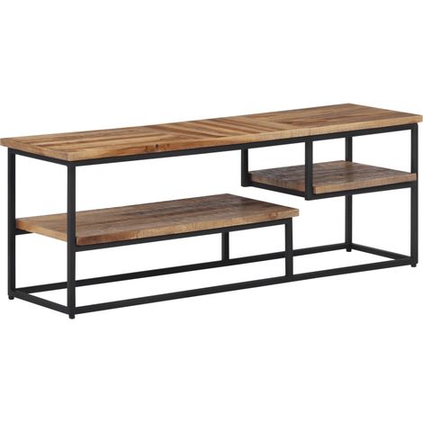 Mueble TV multimedia estantería para televisión buffet para televisión comedor salón dormitorio 110 x 30 x 39 cm teca maciza reciclada marrón 020025711