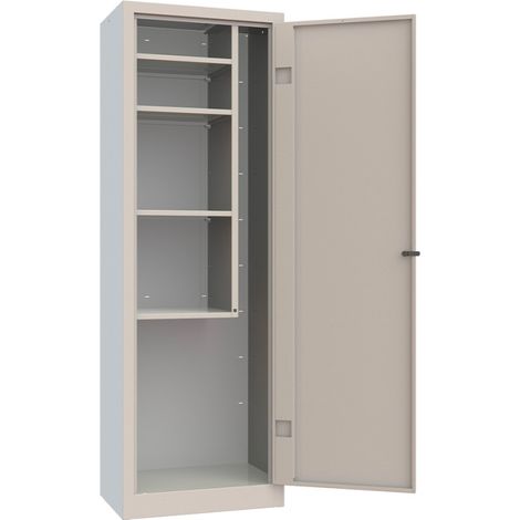 Porte d'armoire à balais métallique polyvalente 4 étagères serrure Mopp