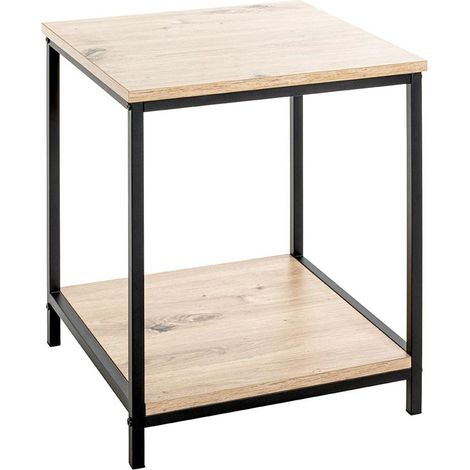 Table d'Appoint Carrée "Longo" 50cm Naturel & Noir (1/2)