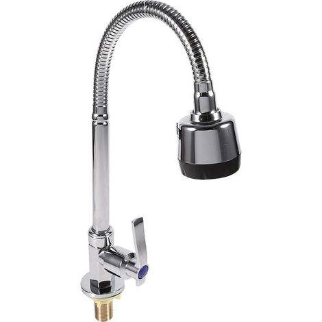 Hyuduo Robinet de Cuisine en Alliage de Zinc, Robinet D'eau Froide à Poignée Unique avec Bec Rotatif à 360 Degrés et Pulvérisateur Double Fonction, pour évier Simple et Double Cuve (1/5)