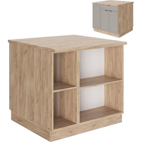 Isola cucina Fame-Line, GrigioBeige, 90 cm con cassetto, senza piano di lavoro, Vicco