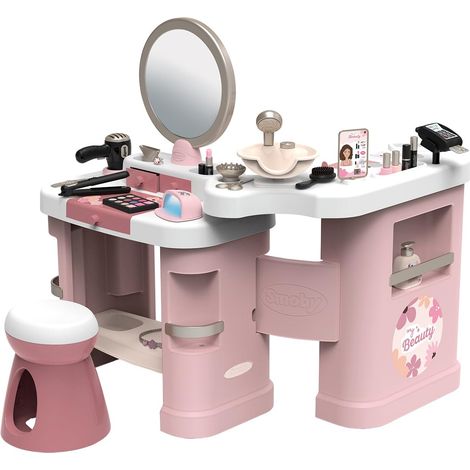 Smoby - My Beauty Center - Istituto di bellezza 3 in 1 - Parrucchiere, Salone per unghie, Trucco finto - 26 accessori - Materiale riciclato - Dai 3 anni in su - Prodotto in Francia (1/4)