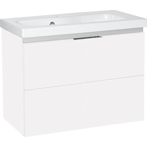 Meuble sous-vasque + vasque en céramique EOLA blanc brillant 2 tiroirs 710x580x380mm