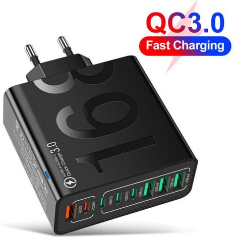 Chargeur 150 W - 4 Ports USB - 4 Ports Type-C - Compatible QC3.0 Et PD25 W - Pour Téléphone Portable - 1 Pièce (1/5)
