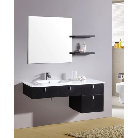 Bagno Italia Arredo moderno sospeso color nero cm 120 lavabo ceramica specchiera inclusa miscelatore omaggio (1/4)