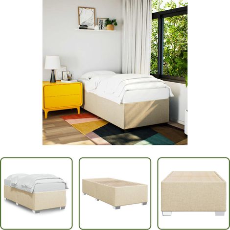 Matratze -  Bettgestell ohne Matratze Creme 80x200 cm Stoff (1/5)