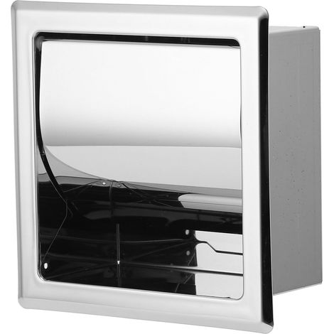 Miroir carré encastré en acier inoxydable 304, porte-serviettes mural pour hôtel, distributeur de serviettes en papier, support de rangement noir mat, installation encastrée. (1/5)