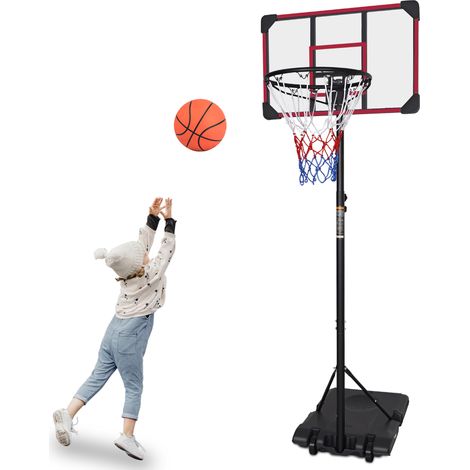 CHICFURN Canasta de baloncesto portátil 170-213 cm con ruedas negro y rojo para interior y exterior (1/5)