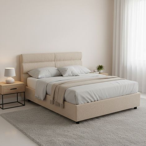 Halb- und Einzelbett Briona, Abnehmbarer Bezug, Made in Italy, Stauraum, Matratzengröße 120x200 cm, Grau-Taupe (1/5)