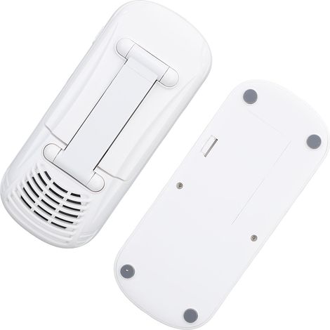 Support de téléphone portable avec haut-parleur Bluetooth intégré, pliable et doté d'une batterie de 1800 mAh (blanc). (1/5)