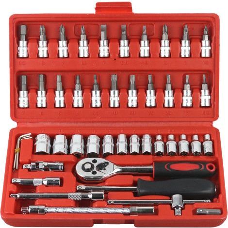 Ortviai Coffret d'outils mécanicien 46 pièces avec clé à cliquet 24 dents et boîtier – acier chrome-vanadium (1/5)