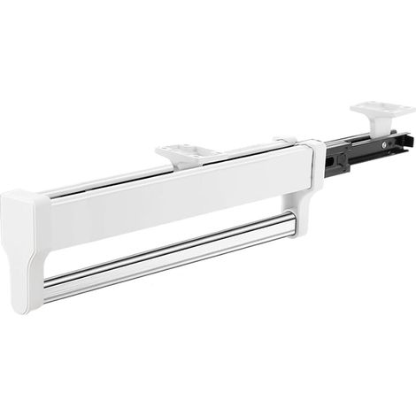 Percha Extensible - Barra Ajustable Para Pantalones - Soporte Para Ropa - Capacidad 25 kg - 30-40 Pantalones - Acero Laminado En Frío - Instalación En 3 Pasos - Para Armario Y Baño - Blanco (1/5)