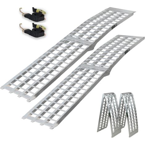 TRUTZHOLM 2 x Auffahrrampen 230 cm 1360 kg Traglast Alu klappbar grau Riffelstab Rampe Verladerampen (1/5)