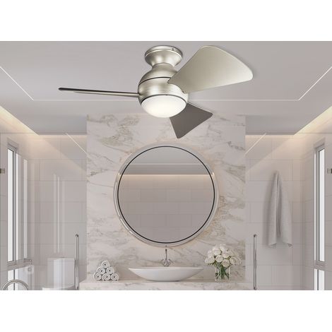 3 Blade 86cm Ceiling Fan with LED Light Brushed Nickel Remote Control 86 cm Deckenventilator mit 3 Flügeln und LED-Fernbedienung aus gebürstetem Nickel (1/5)